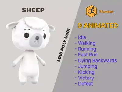 Sheep low poly animated v001 3d model Low-poly 3D model