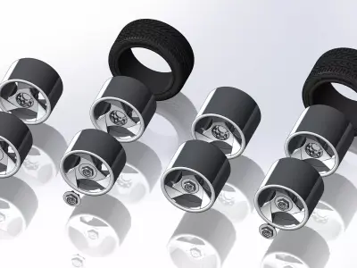 Set of wheels for scale model Viper 1992 3D print model