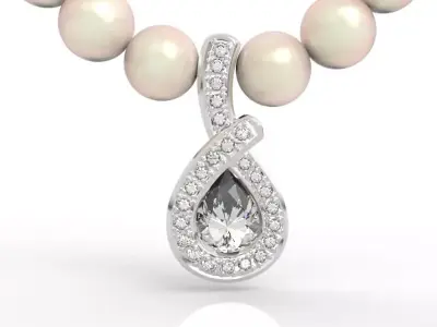 Luxury Pear Diamond Halo Pendant  3D print model