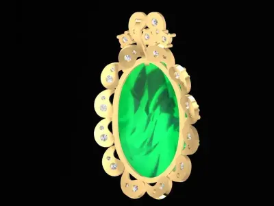 Luxury Oval Emerald Pendant 3D Model 2545  3D print model