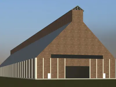 Warehouse with cathedral space 3D model