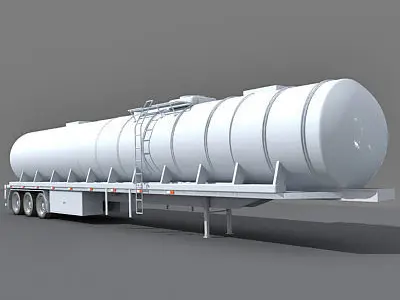 Detailed White Tanker Trailer 07 3D model