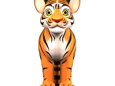 Cartoon Tiger 3D Low-poly 3D model