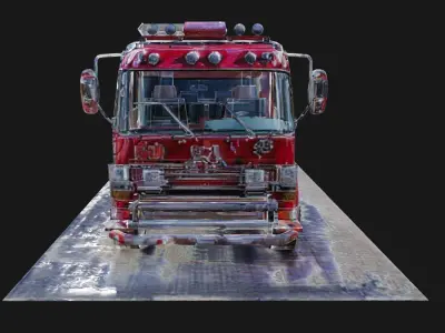 Medieval Dilapidated Fire Truck Low-poly 3D model