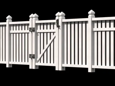Wooden Fence set PBR 06 Low-poly 3D model