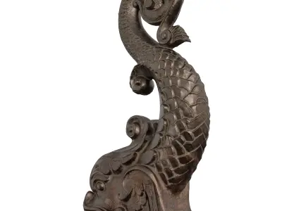 Antique Asian Dragon Ornament - Mythical Architectural Decor Low-poly 3D model