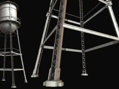 Old Water Tower Low-poly 3D model