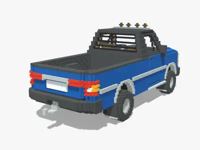 Voxel Pickup Single Cab Size 3 Low-poly 3D model