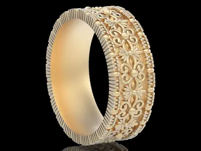 Carving Lux ring silver gold sterling printable jewelry 3D model 3D print model
