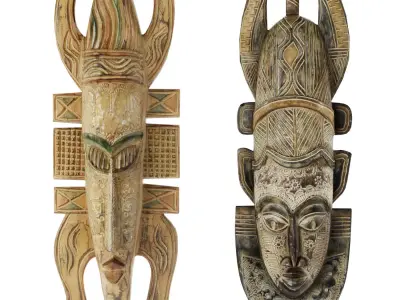 African masks Low-poly 3D model