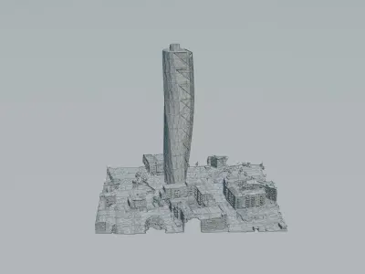 Turning Torso by Santiago Calatrava Low-poly 3D model