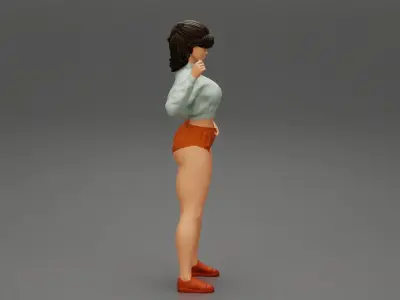 Sexy Young Woman Posing in a mini Short 3D print model
