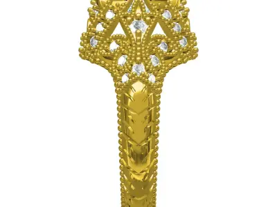 6 Prong Round Diamond Art Deco Ring 3D print model