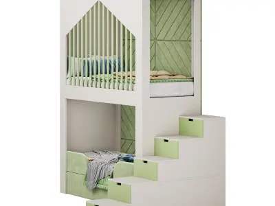Childrens bunk bed 40 3D model