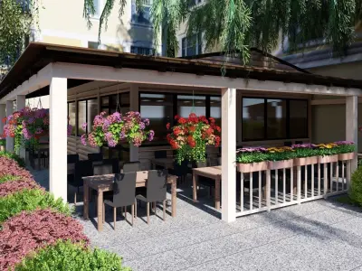 3D model of the cafe extension 2 versions Free 3D model