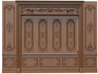Classic Door Royal style gold plated 23 3D model