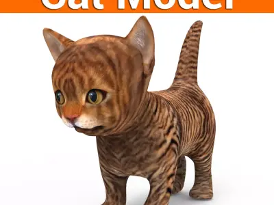 3D Cat low poly pet  Low-poly 3D model