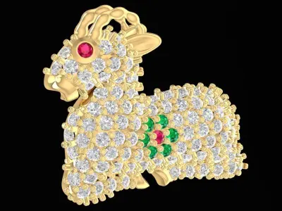 Luxury Zodiac Goat Pave Pendant 3D Model  2287 3D print model