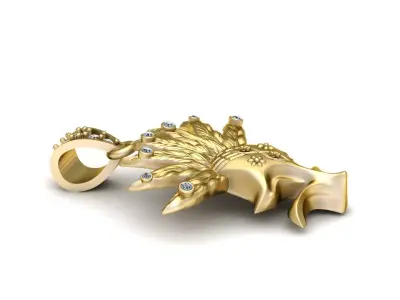 Gold Floral Feather Pendant  3D print model