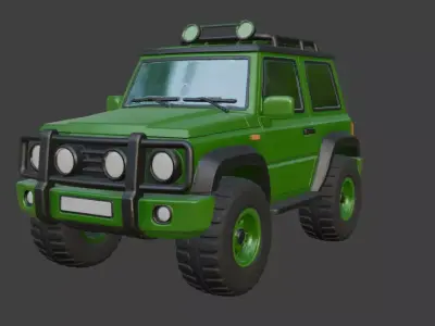 cartoon green jeep for 3D Printing 3D print model