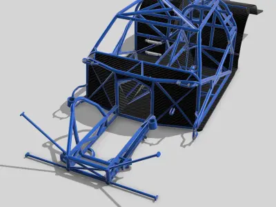 1967 Nova PROMOD tubular Chassis with floors tubs N firewall 3D print model