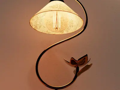 Luxury Decorative Table Lamp with Curved Metal Stand 3D model