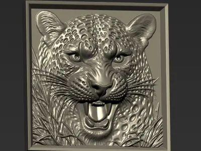 Angry Leopard Head A66 3D print model