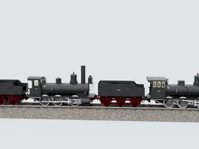 Steam locomotive type 030 series Gv Low-poly 3D model
