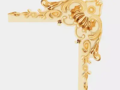 Classic 3D motifs inlaid with gold frame 3D model