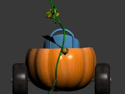 pumpkin car cartoon 3D model Low-poly 3D model