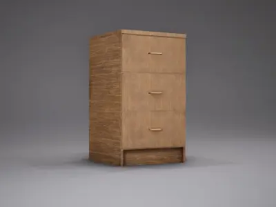 Cabinet wooden with three drawers Free low-poly 3D model