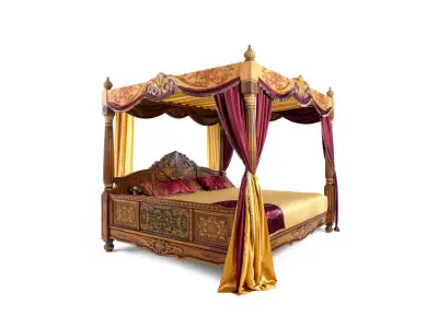 Regal Canopy Bed model pack Low-poly 3D model