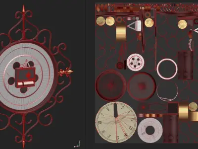 Old French Style Clock with one day of the week setup Low-poly 3D model