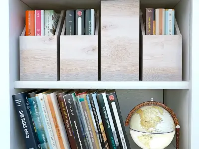 WorkSpace computer desk with chair and bookshelf 3D model