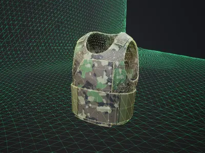 Ranger Armor Vest Low-poly model - UE4 Camo System -  Low-poly Low-poly 3D model