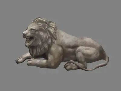 Stone Lion Sculpture - Lying Lion Low-poly 3D model