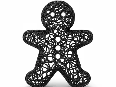 3D Gingerbread Man Model Merry Christmas Scene 3D print model