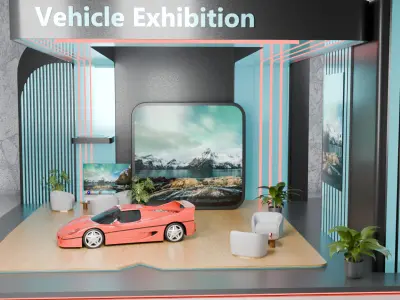 High-quality futuristic Car Exhibition Booth Designed 3D model