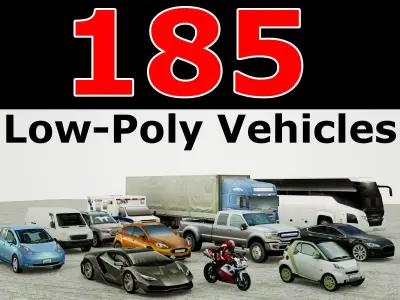 185 Low-Poly vehicles no brands Low-poly 3D model