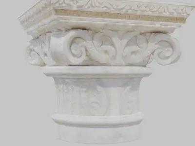 Corinthian Column Capital - White Marble 3D Model Low-poly 3D model