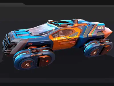 CYBERPUNK - Modular Flying Car Low-poly 3D model