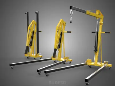 FOLDABLE COLLAPSIBLE FOLDING HYDRAULIC ENGINE CRANE HOIST LIFTER 3D model
