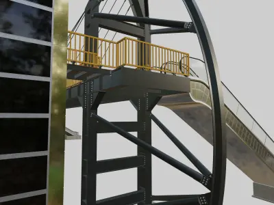 Steel Pedestrian Bridge-Elevator-Escalator-Sailing Type-21 3D model