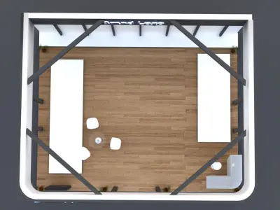 2 side open modern exhibition stall design for brand showcases Low-poly 3D model