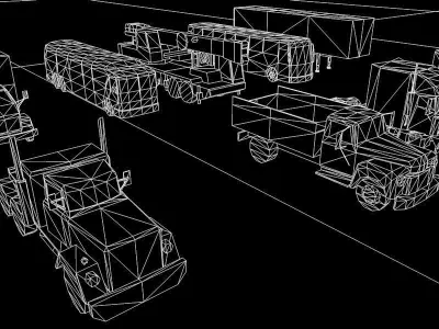 Mega Low poly game-ready Vehicle Pack  Low-poly 3D model