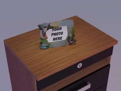 Photo frame witch duck figures high-poly 3D model