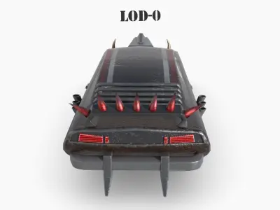 Post Apocalyptic Plymouth Barracuda Low-poly War Car Game Asset Low-poly 3D model