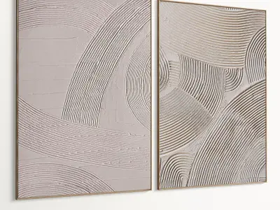 Plaster Two Photo Frame 486 Low-poly 3D model