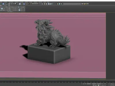 Ancient Chinese Jade Carved Jade Kirin Seal 3D model