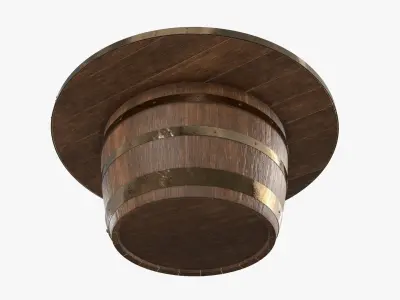 Wooden barrel coffee table 3D model